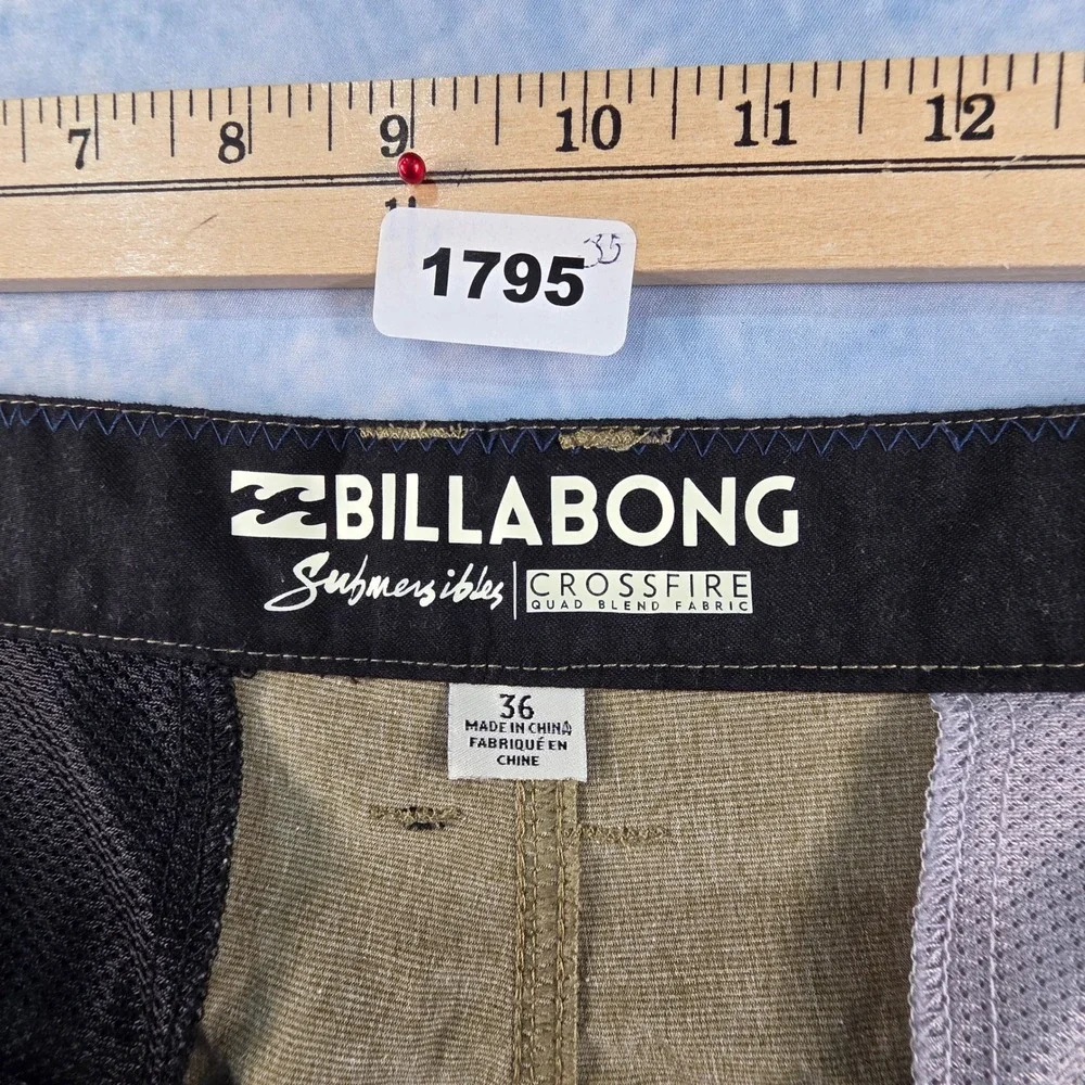 Billabong Submersibles Crossfire Hybrid Shorts Mens 36 Olive Green 4-Way Stretch